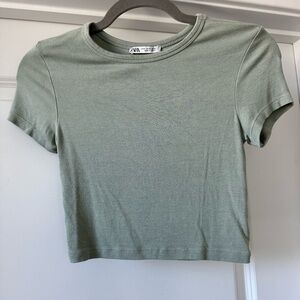 Zara Women's Light Green Crop Top